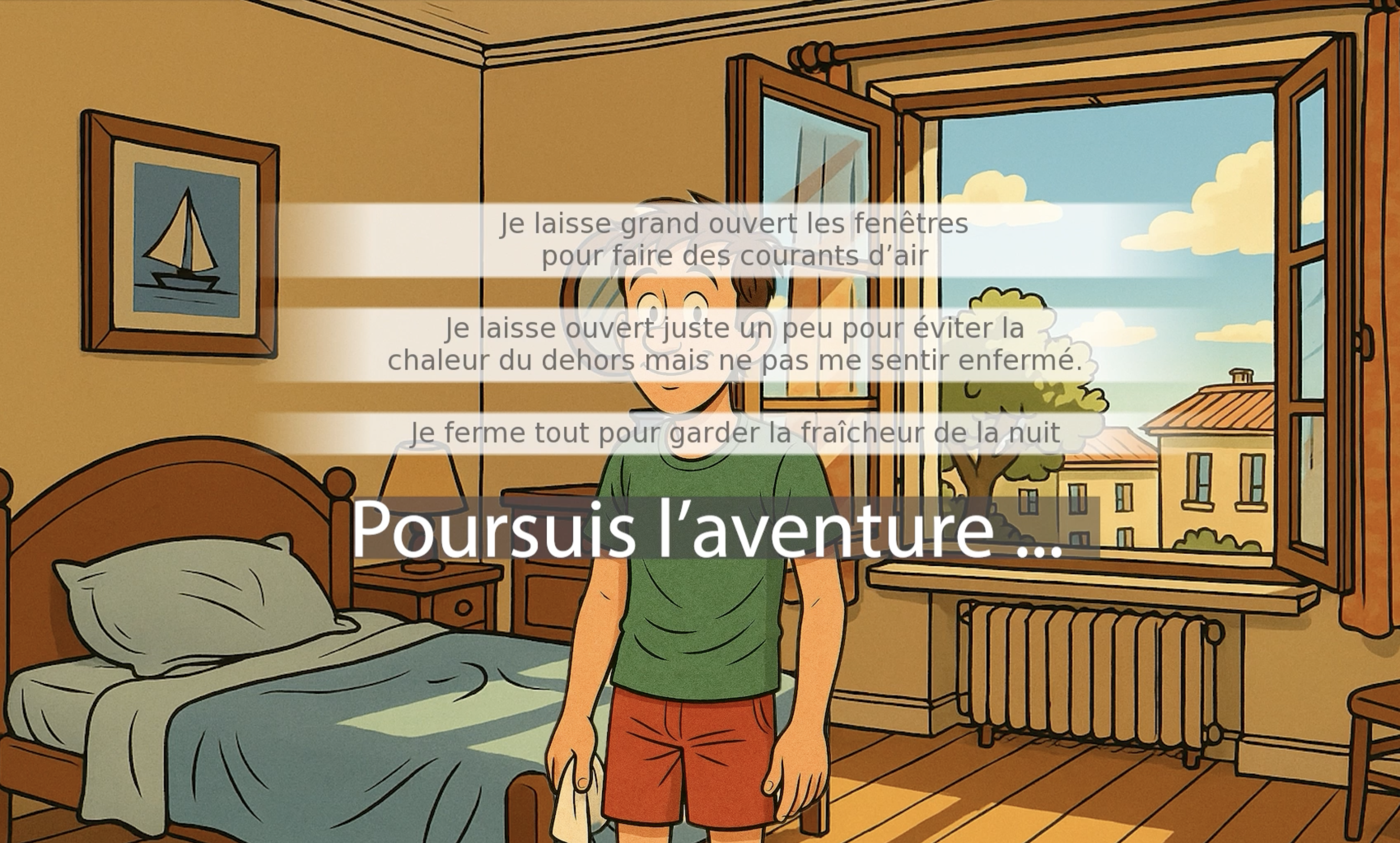 Capture d'écran d'une étape du visual novel Coup de chaud !